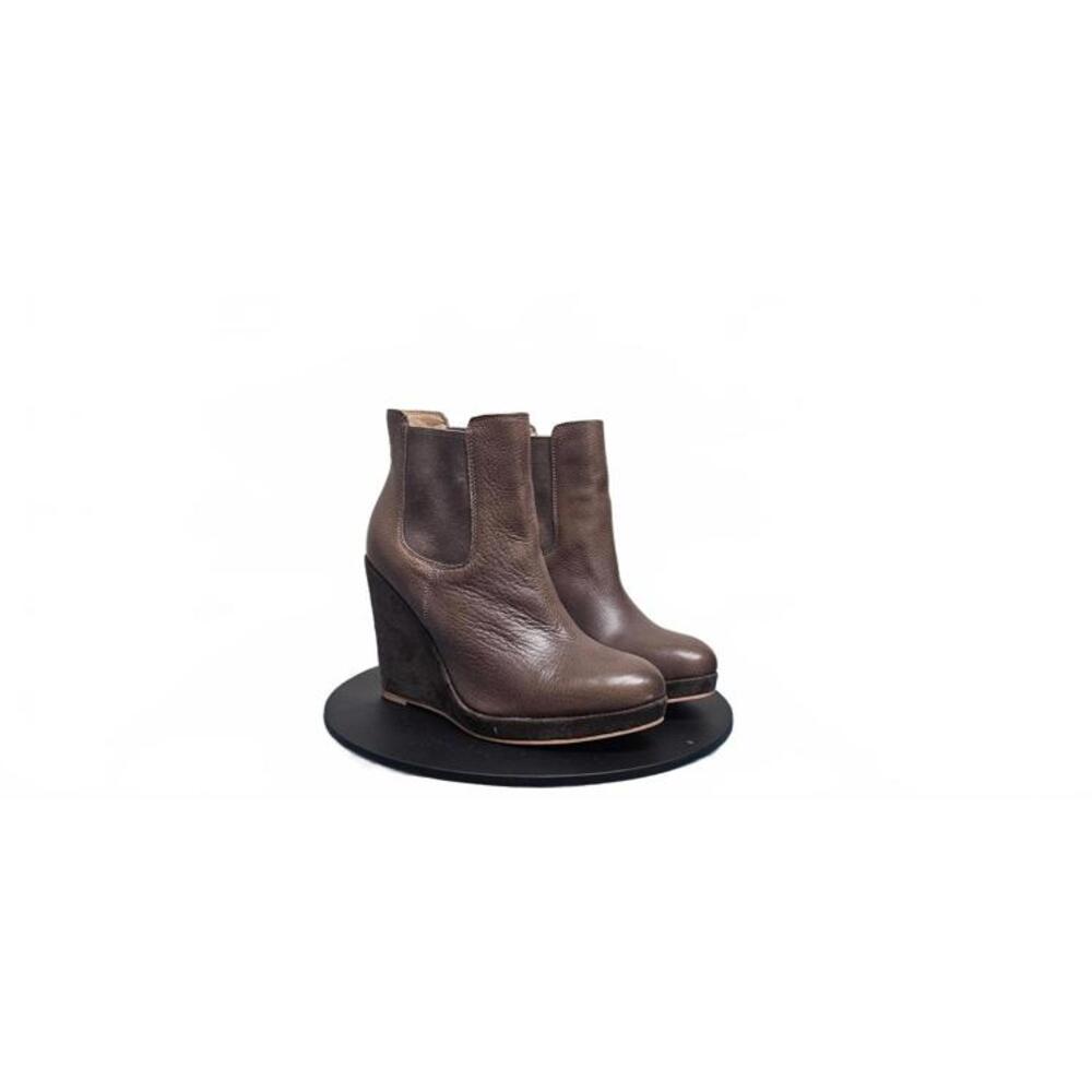 Corso Como Chic Brown Leather Wedge Ankle Boots 9M